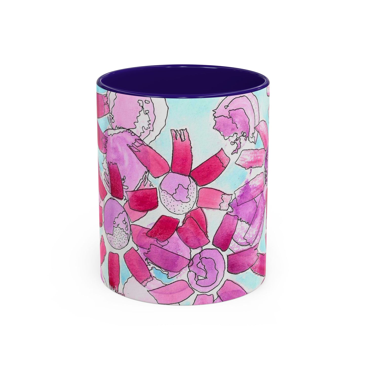 Pink Floral Watercolor Coffee Mug 11oz