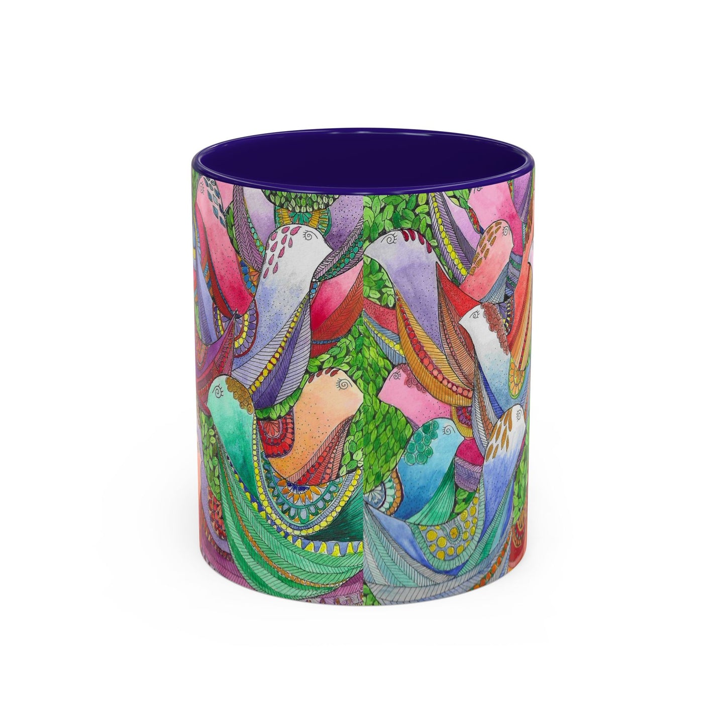Colorful Pigeon Bird Mug — Vibrant Watercolor Bird Coffee Cup (11oz)