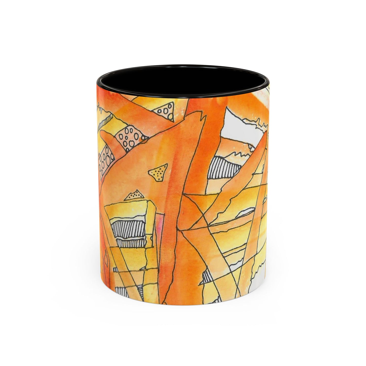 Abstract Orange Watercolor Mug — Vibrant Hand-Painted 11oz Ceramic Coffee Mug