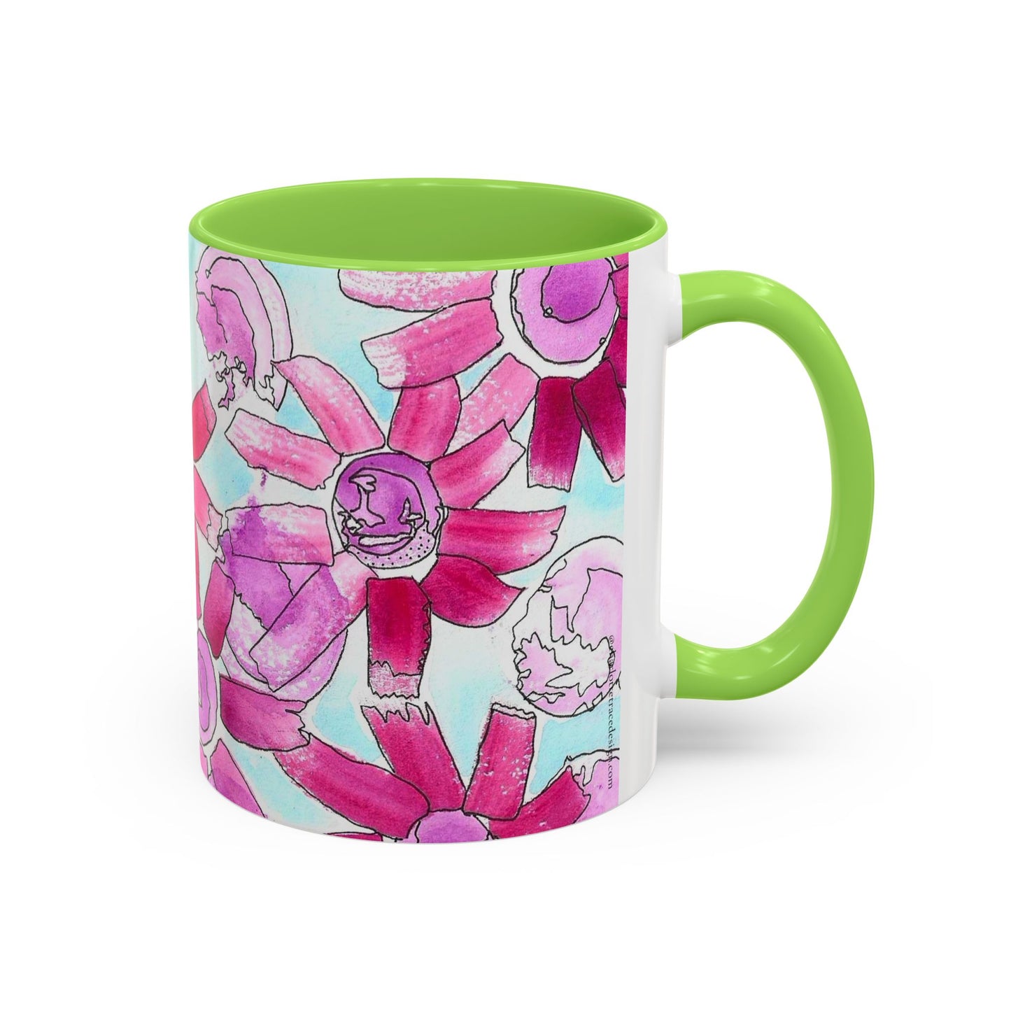 Pink Floral Watercolor Coffee Mug 11oz