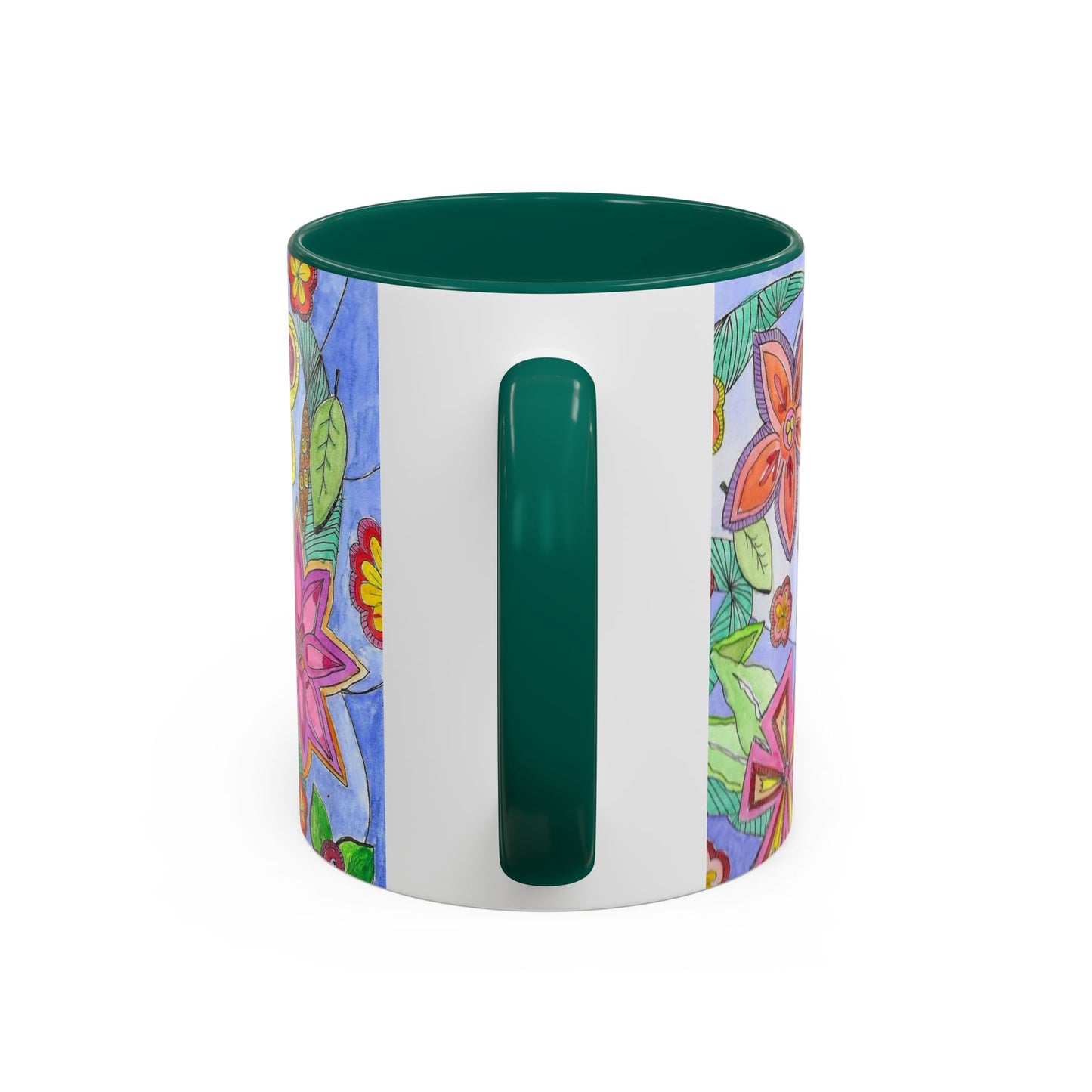 Floral Color burst Ceramic Mug  — Bright Hand-Drawn Flower Pattern