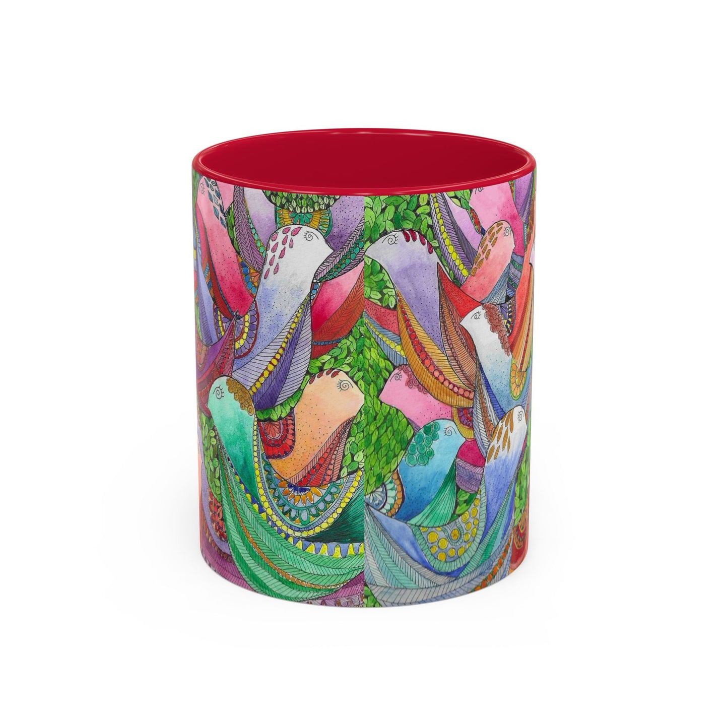 Colorful Pigeon Bird Mug — Vibrant Watercolor Bird Coffee Cup (11oz)