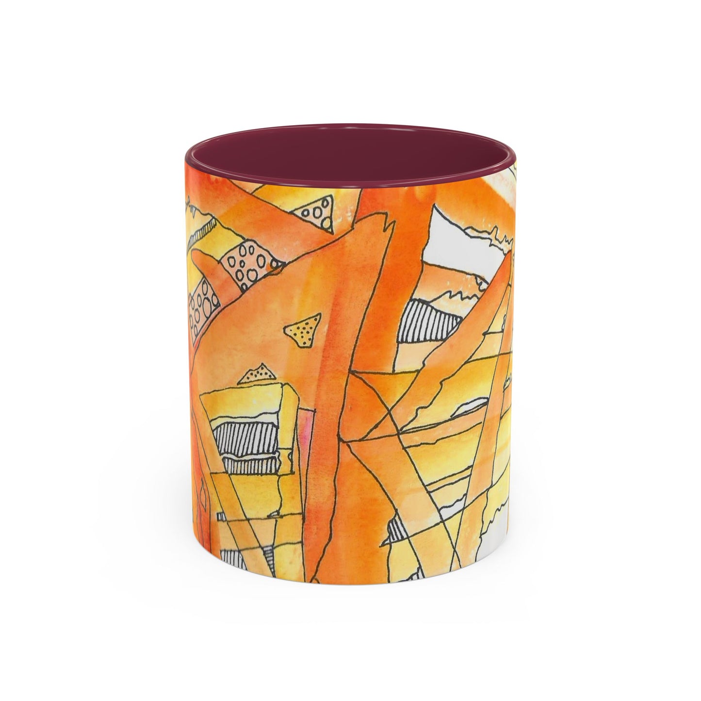 Abstract Orange Watercolor Mug — Vibrant Hand-Painted 11oz Ceramic Coffee Mug
