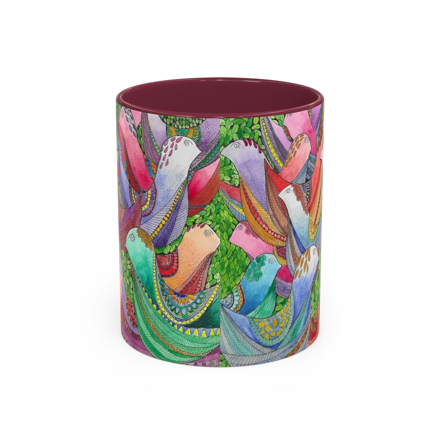 Colorful Pigeon Bird Mug — Vibrant Watercolor Bird Coffee Cup (11oz)