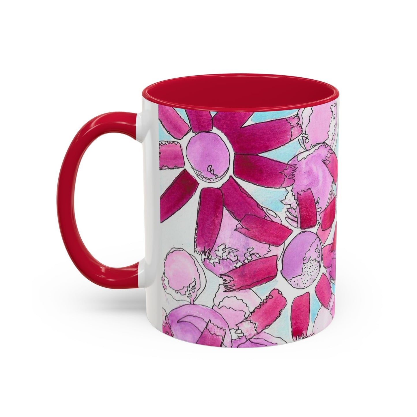 Pink Floral Watercolor Coffee Mug 11oz