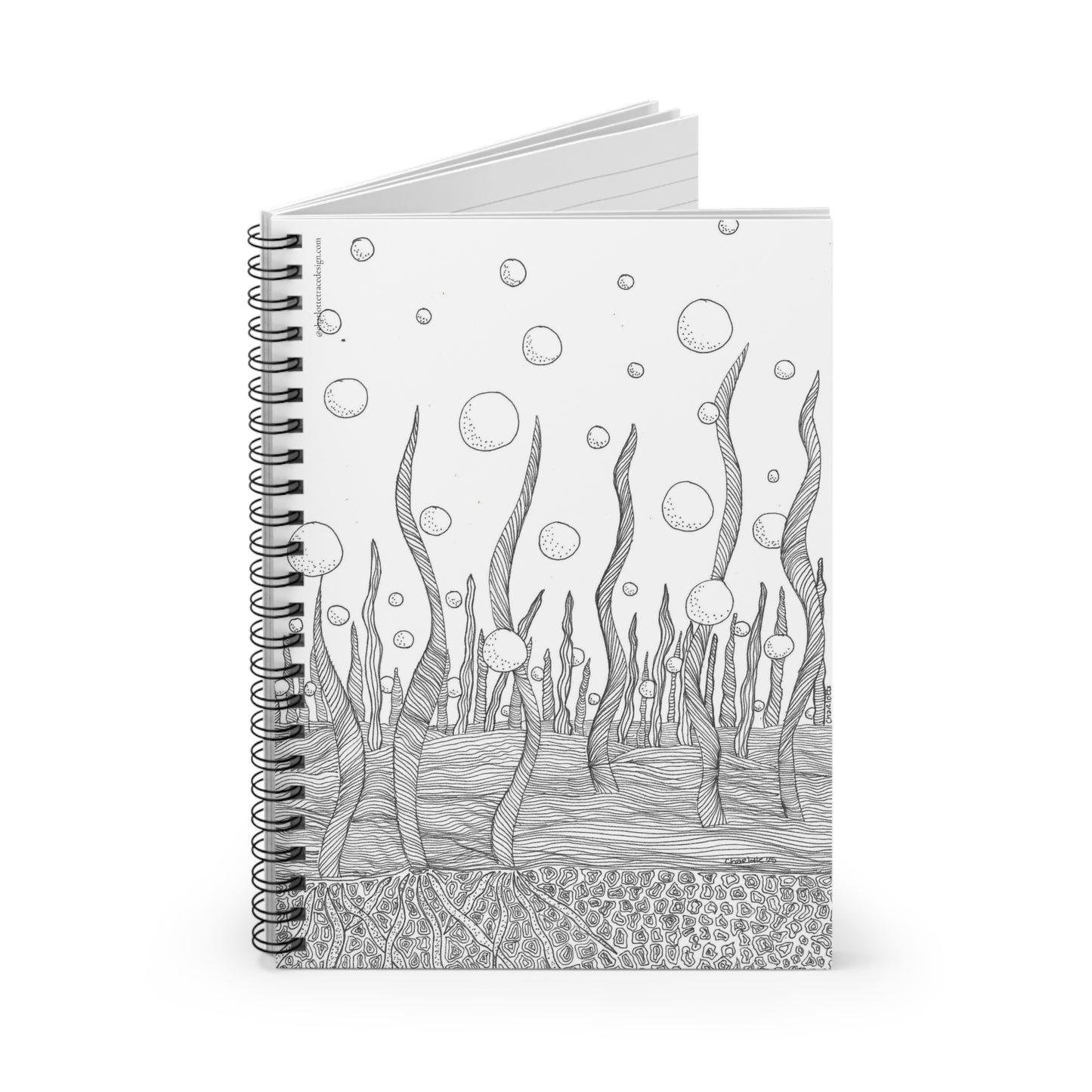 Underwater Seaweed Doodle Spiral Notebook — Ruled Journal for Sketching & Notes