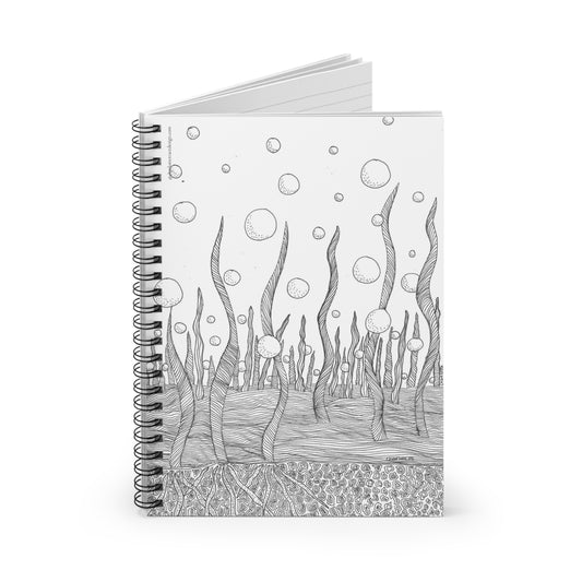 Underwater Seaweed Doodle Spiral Notebook — Ruled Journal for Sketching & Notes