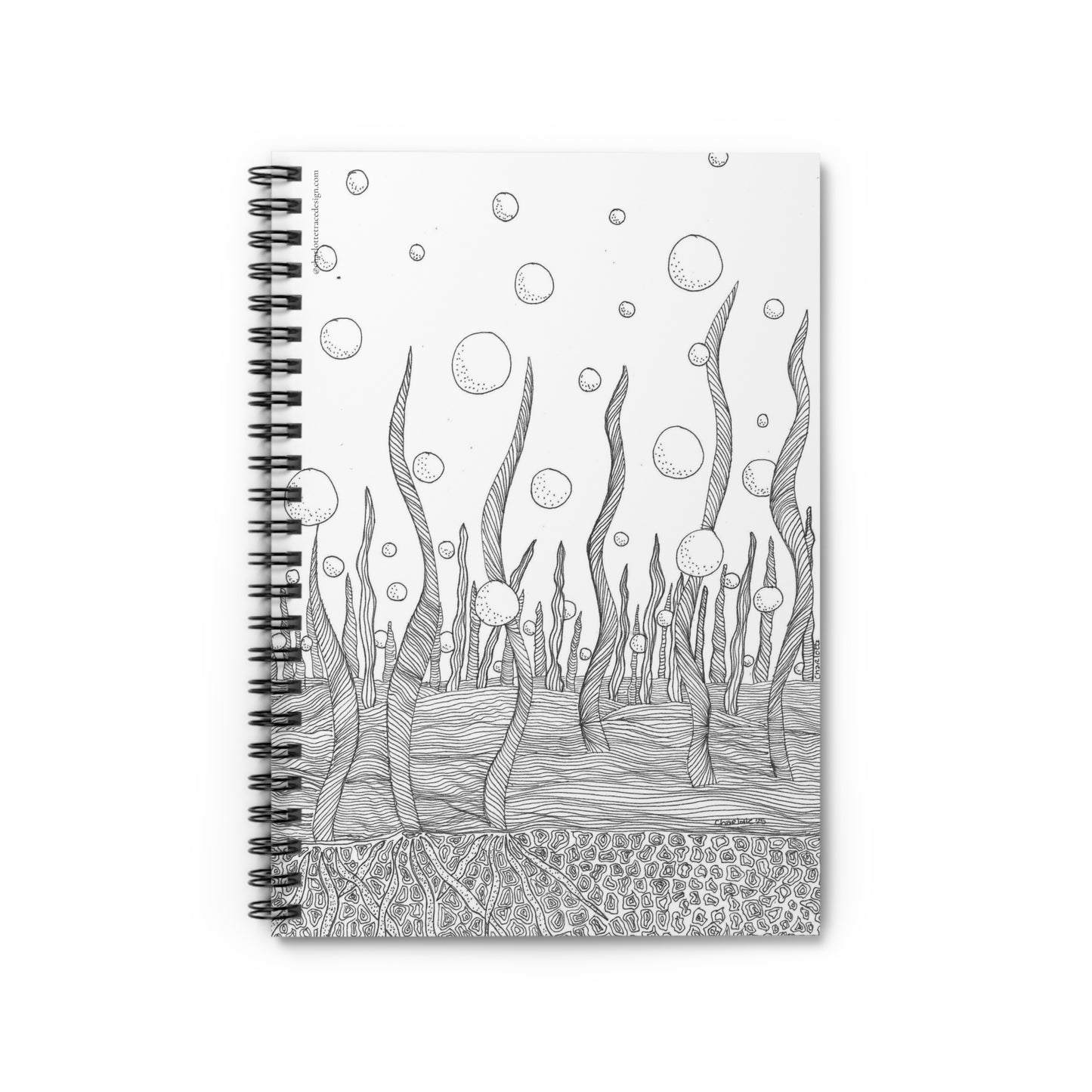 Underwater Seaweed Doodle Spiral Notebook — Ruled Journal for Sketching & Notes