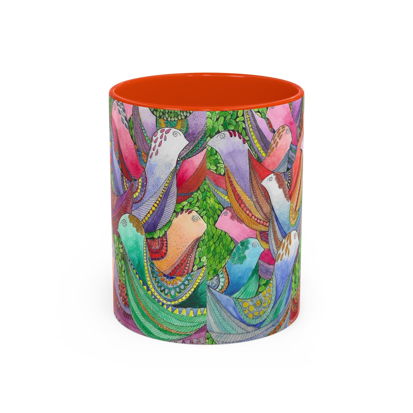 Colorful Pigeon Bird Mug — Vibrant Watercolor Bird Coffee Cup (11oz)