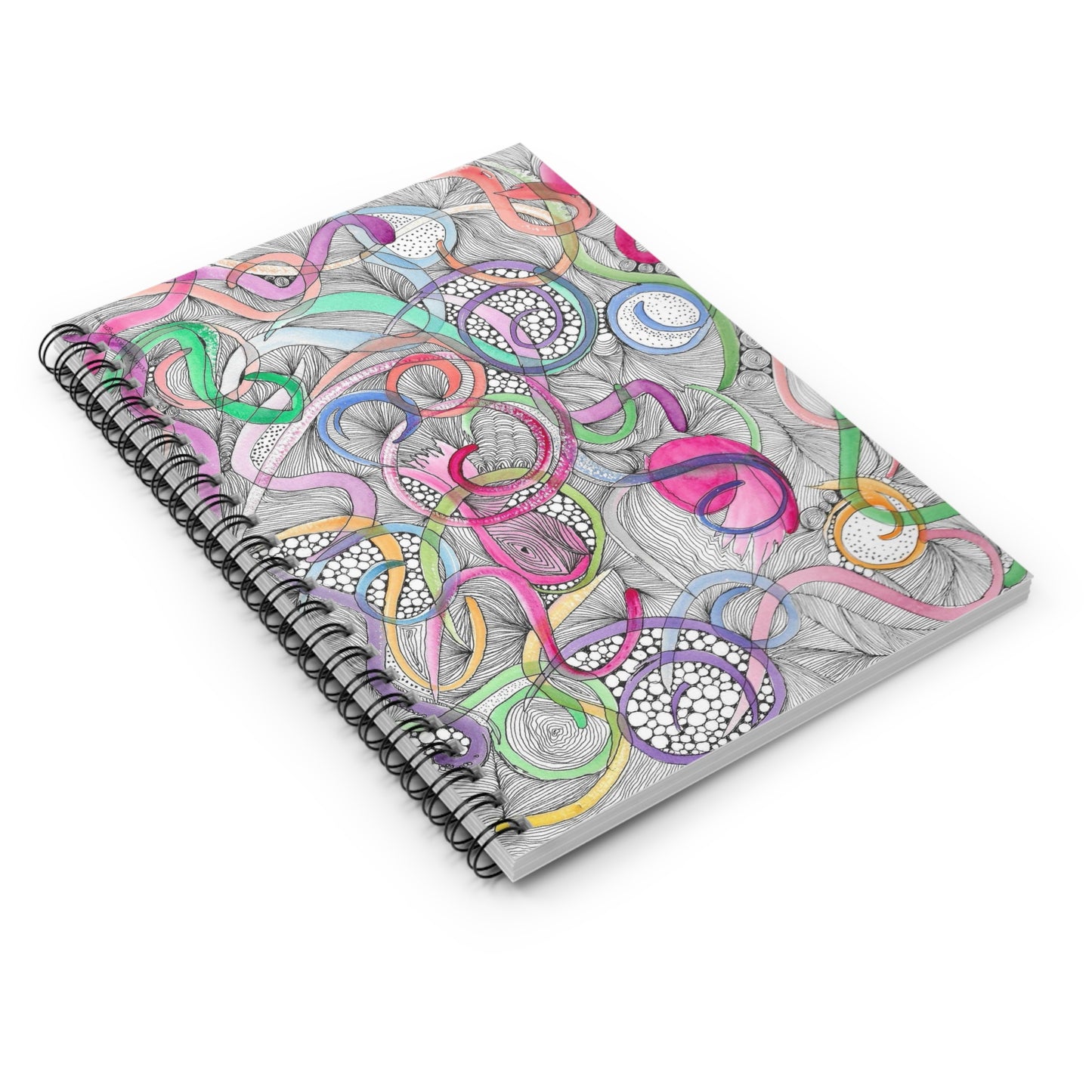 Abstract Colorful Swirls Spiral Notebook — Ruled Lined Journal