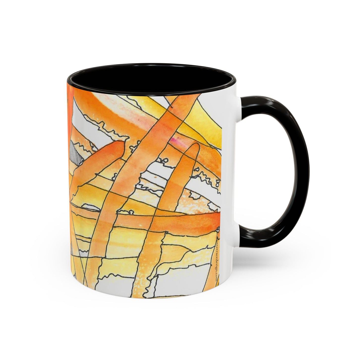 Abstract Orange Watercolor Mug — Vibrant Hand-Painted 11oz Ceramic Coffee Mug