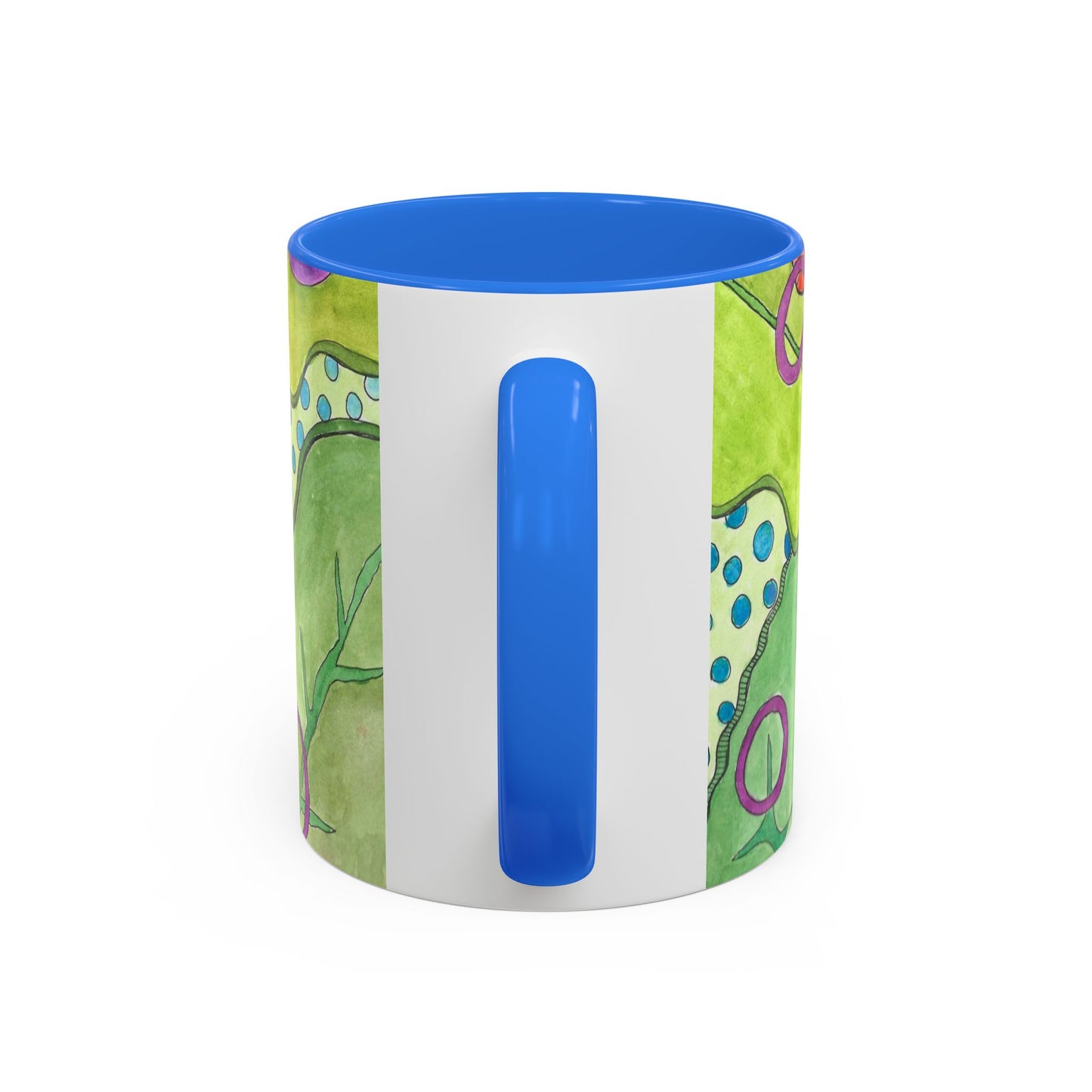 Floral Pop Art Mug — Bright Red Poppies on Green Background 11oz