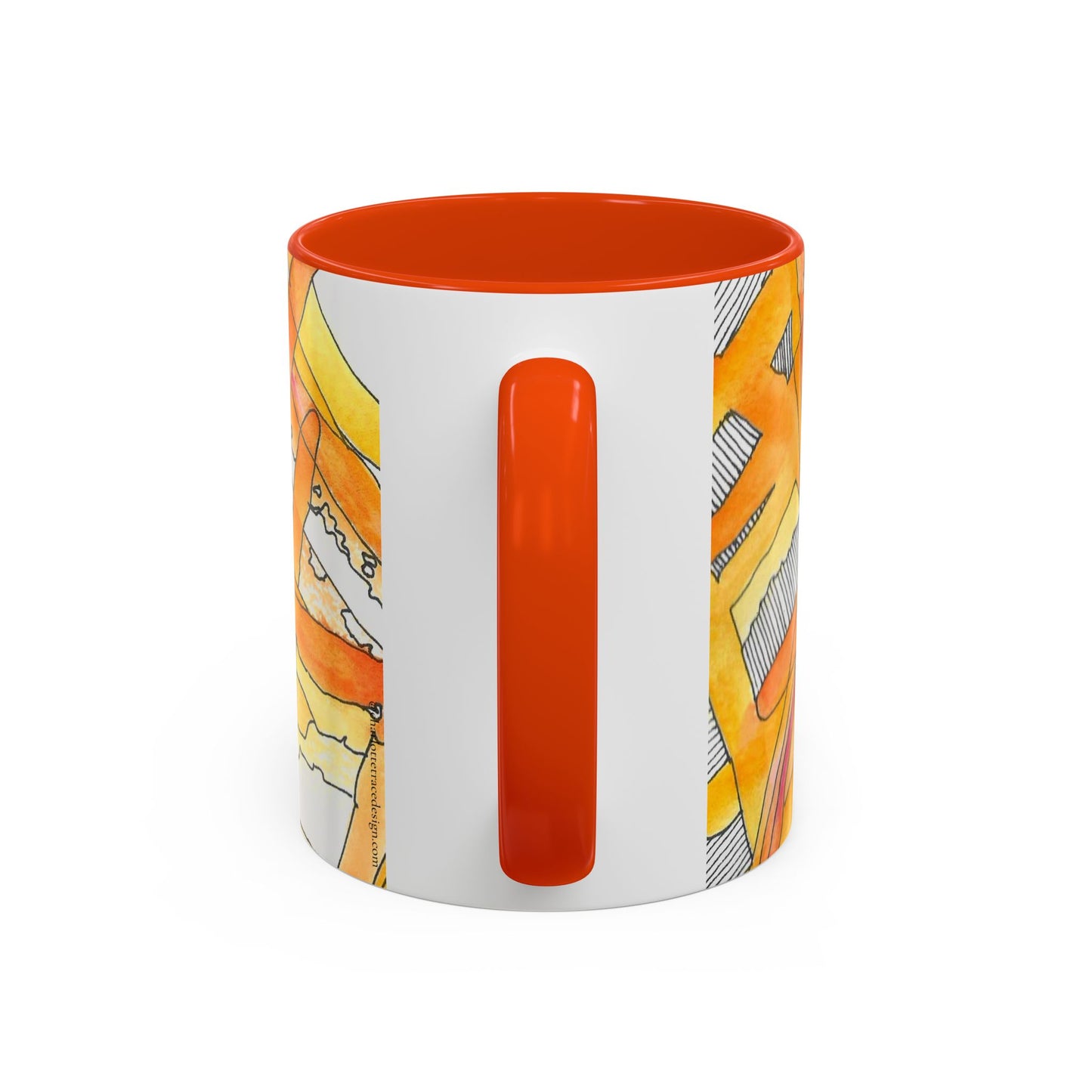 Abstract Orange Watercolor Mug — Vibrant Hand-Painted 11oz Ceramic Coffee Mug