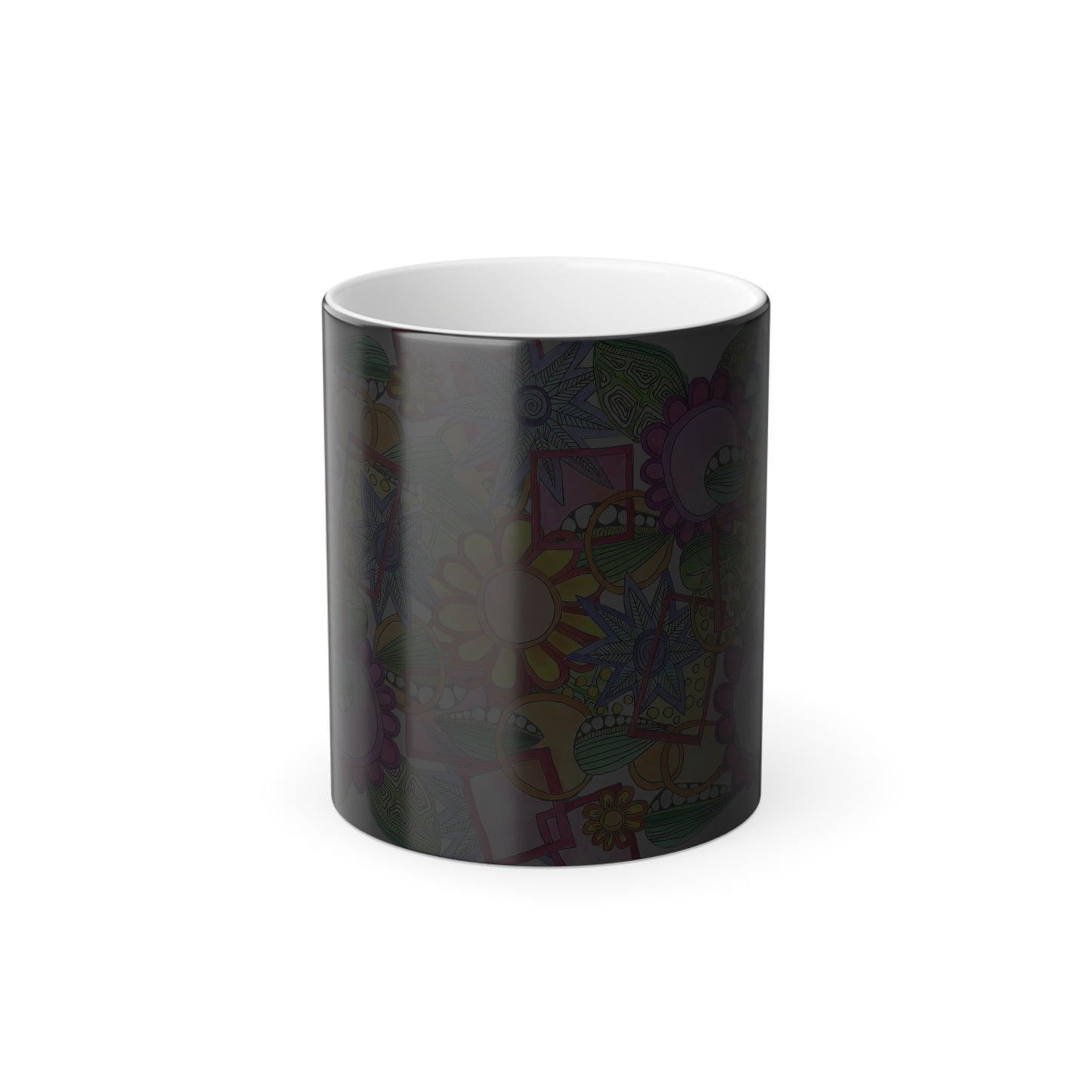 Color-Changing Floral Doodle Mug — 11oz Heat Reveal Mug