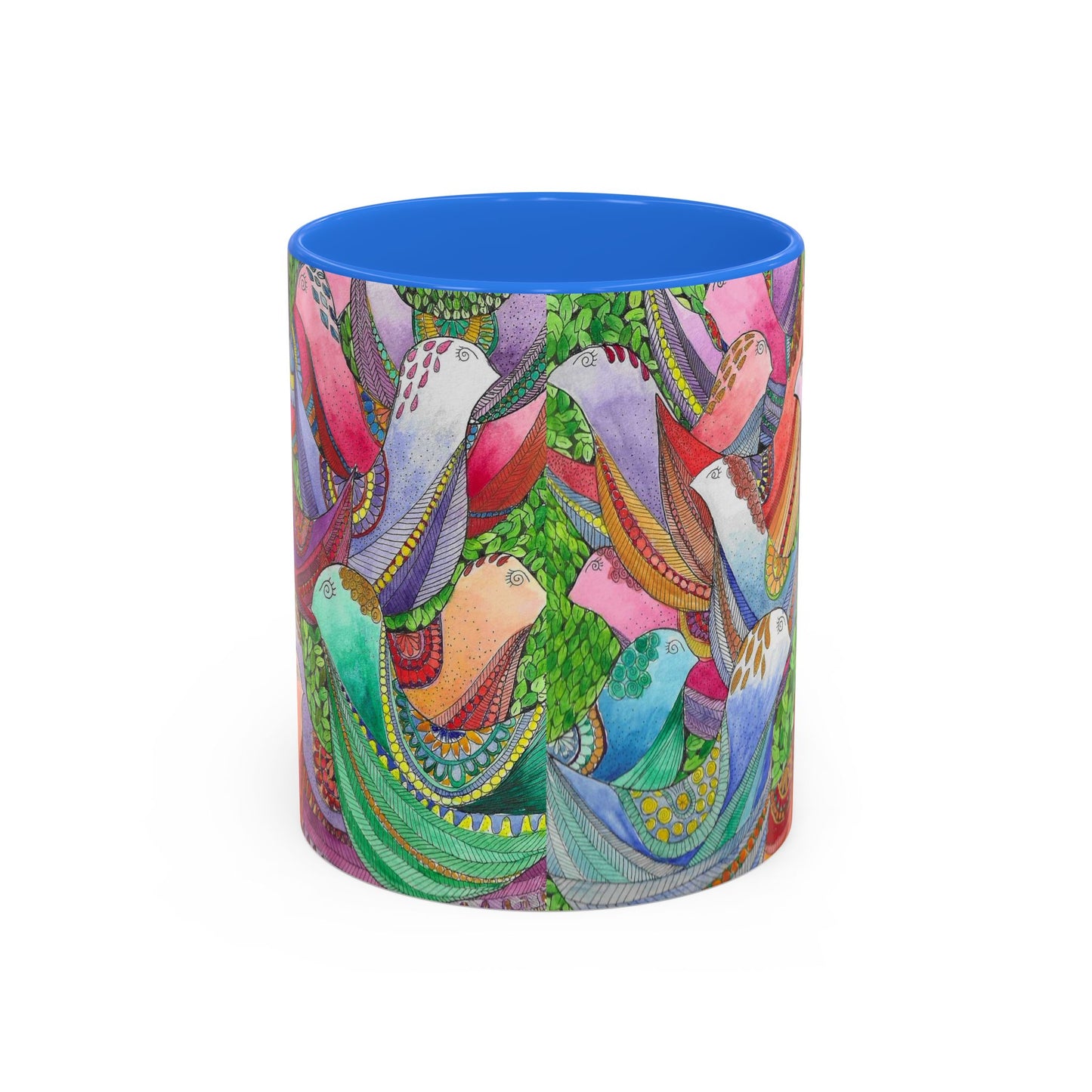 Colorful Pigeon Bird Mug — Vibrant Watercolor Bird Coffee Cup (11oz)