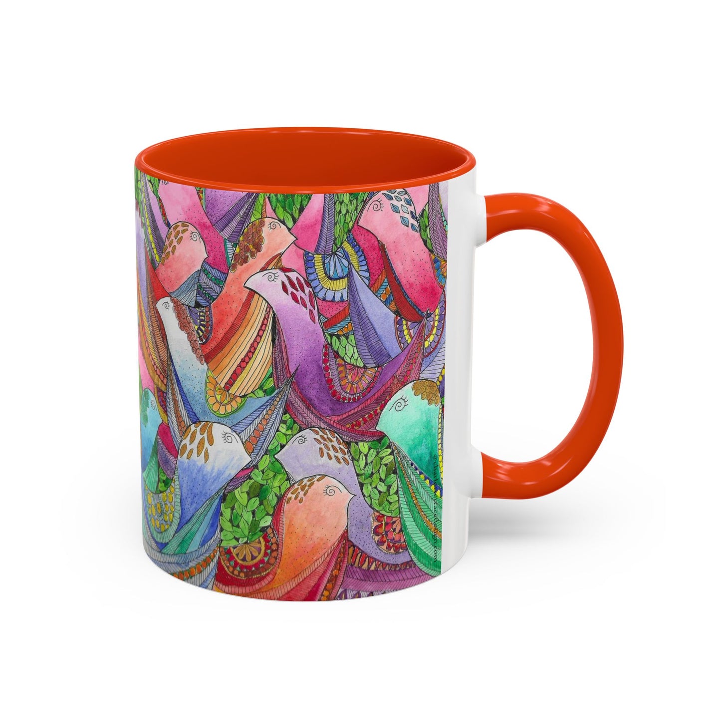 Colorful Pigeon Bird Mug — Vibrant Watercolor Bird Coffee Cup (11oz)