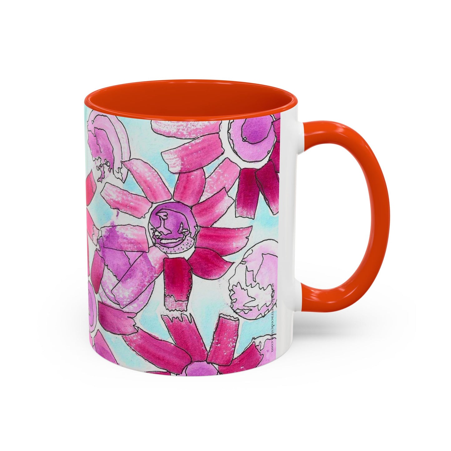 Pink Floral Watercolor Coffee Mug 11oz