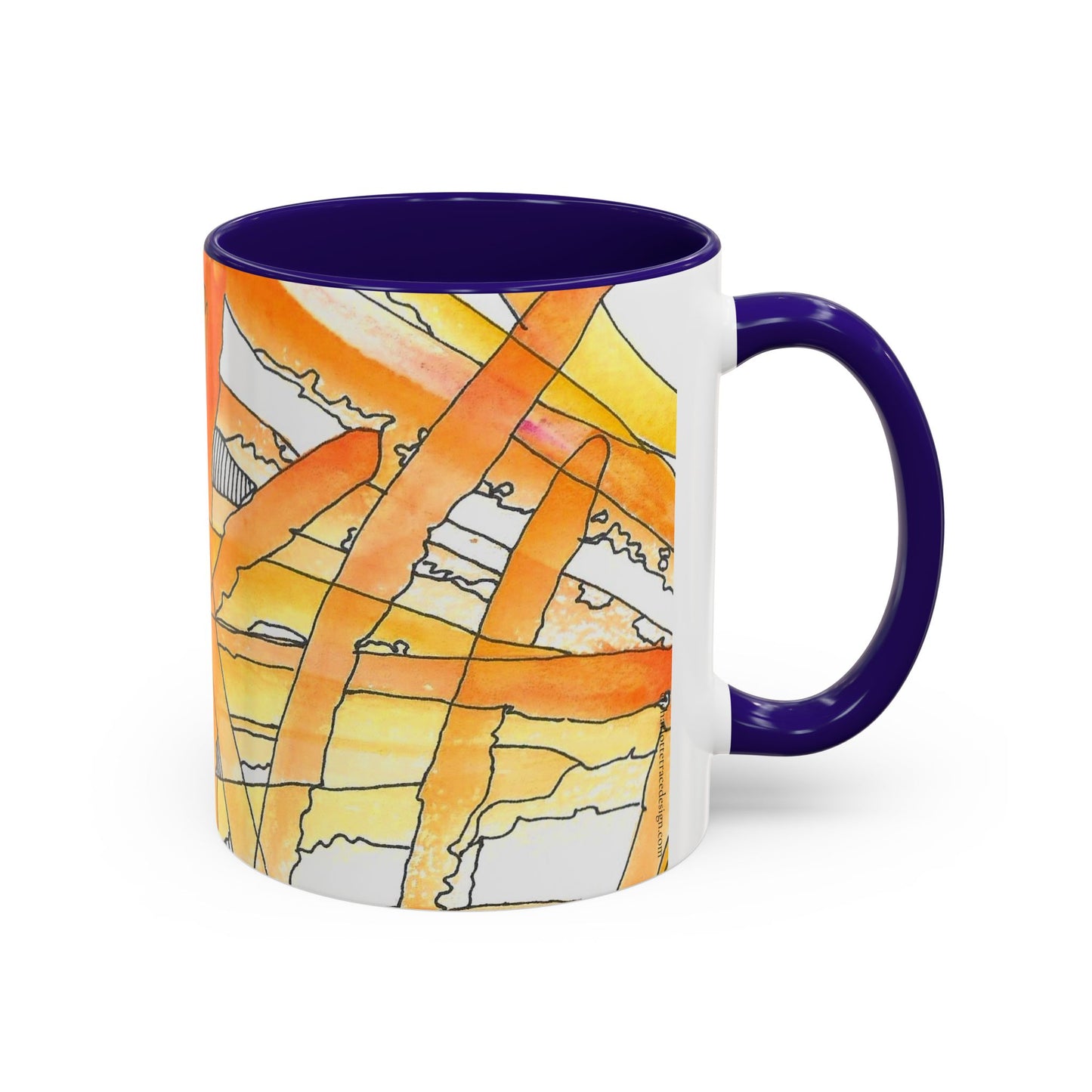 Abstract Orange Watercolor Mug — Vibrant Hand-Painted 11oz Ceramic Coffee Mug