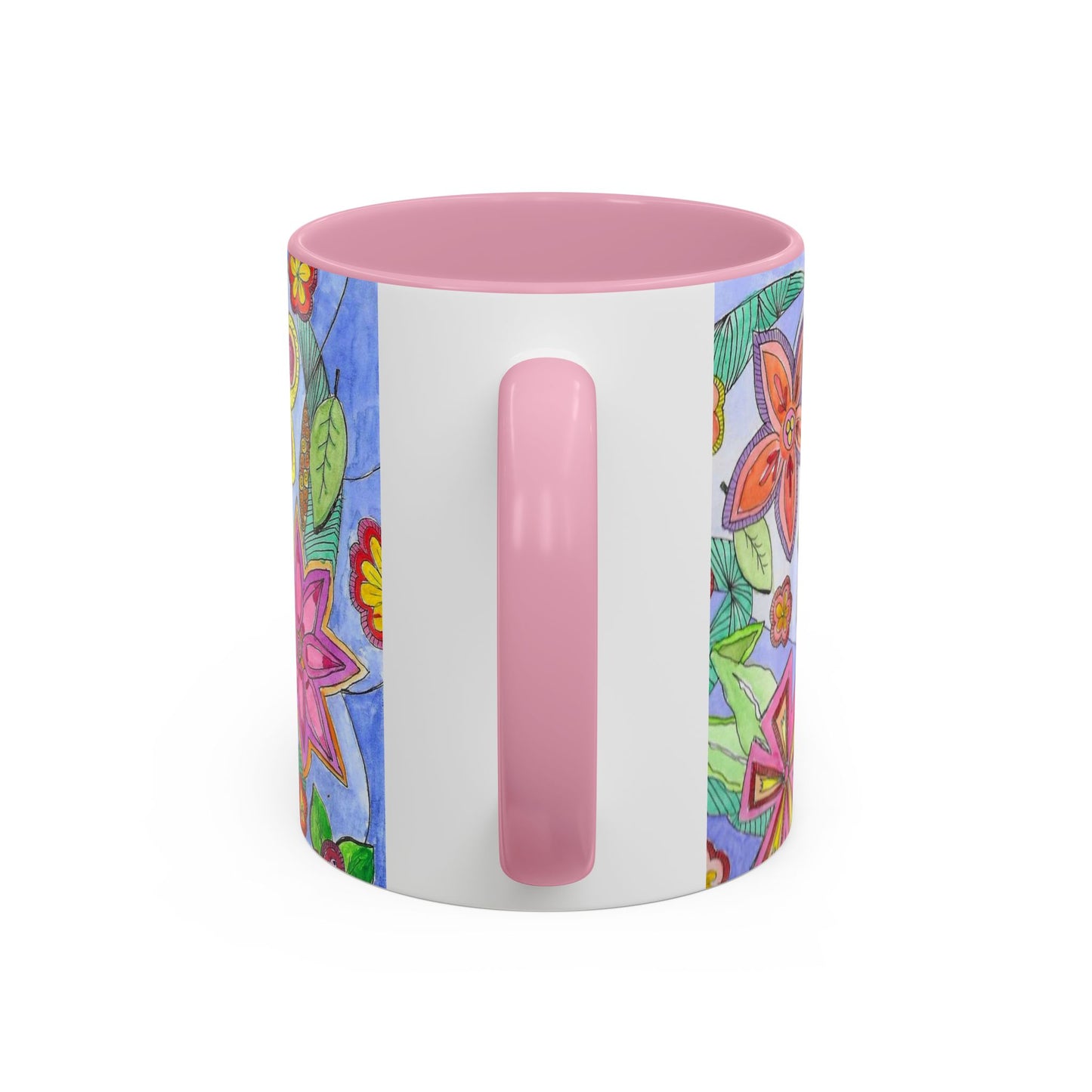 Floral Color burst Ceramic Mug  — Bright Hand-Drawn Flower Pattern