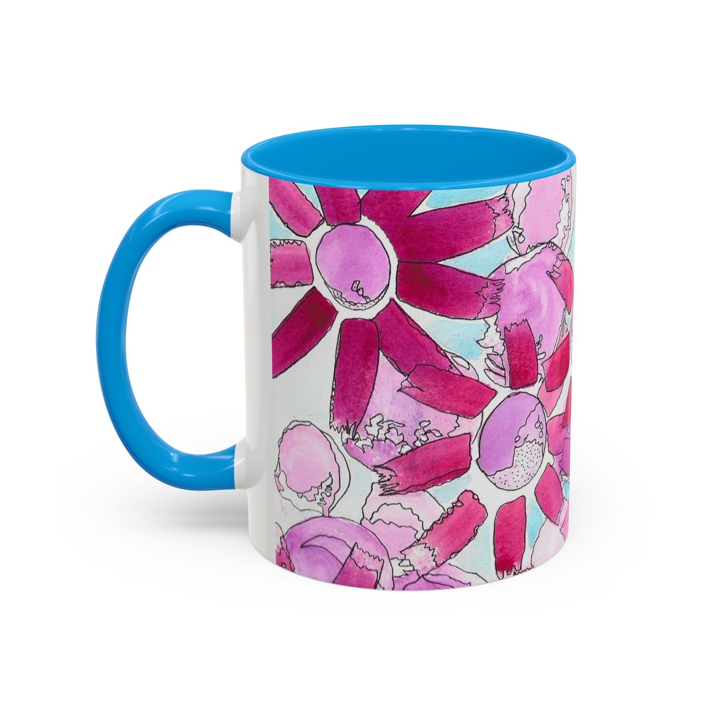 Pink Floral Watercolor Coffee Mug 11oz