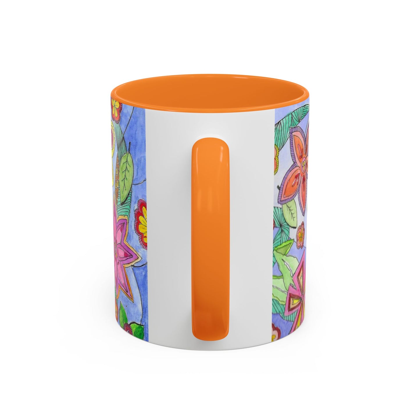 Floral Color burst Ceramic Mug  — Bright Hand-Drawn Flower Pattern