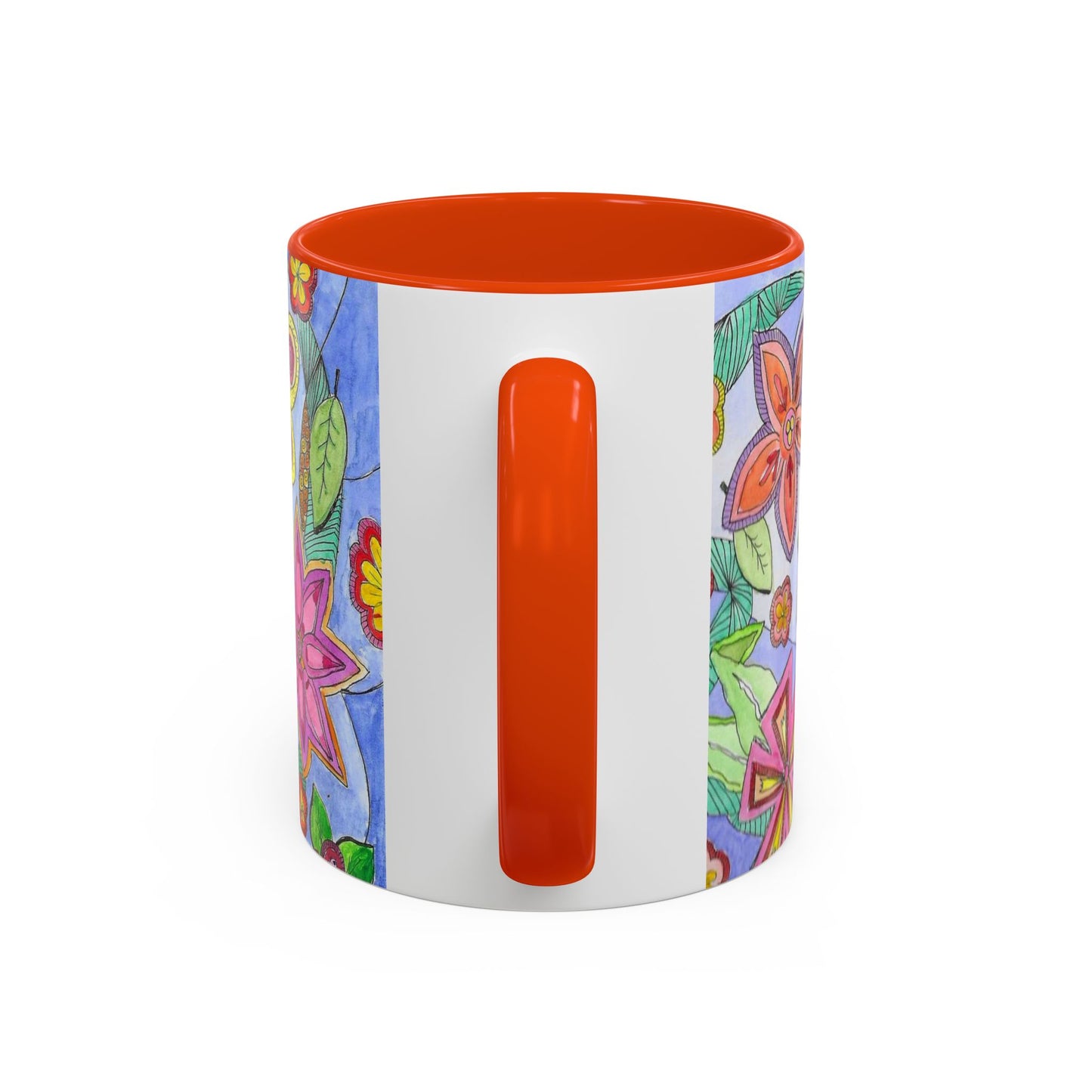 Floral Color burst Ceramic Mug  — Bright Hand-Drawn Flower Pattern