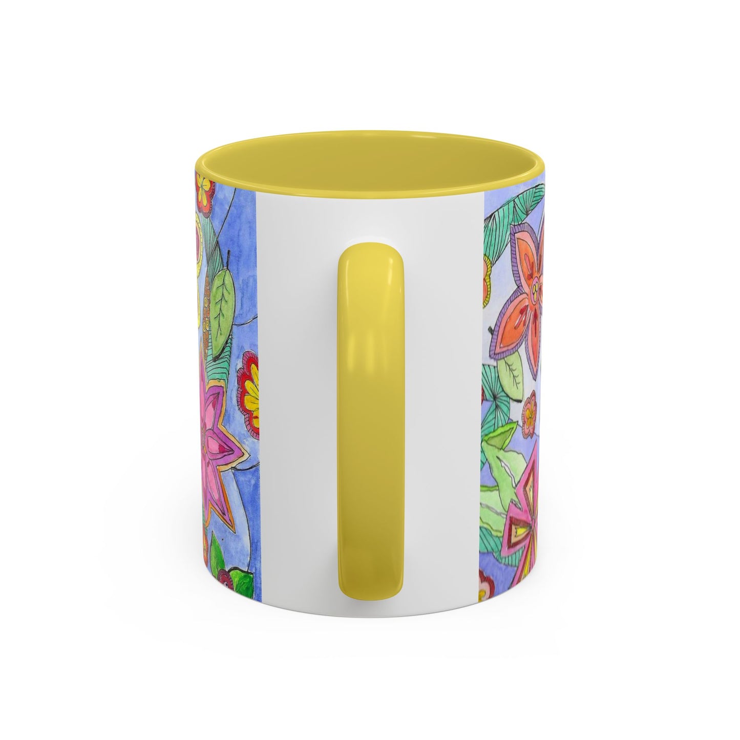 Floral Color burst Ceramic Mug  — Bright Hand-Drawn Flower Pattern