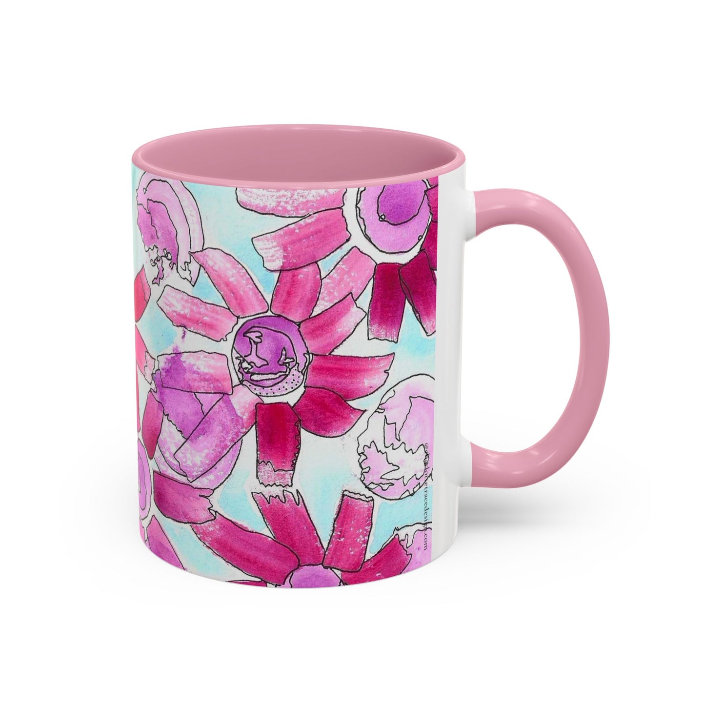 Pink Floral Watercolor Coffee Mug 11oz