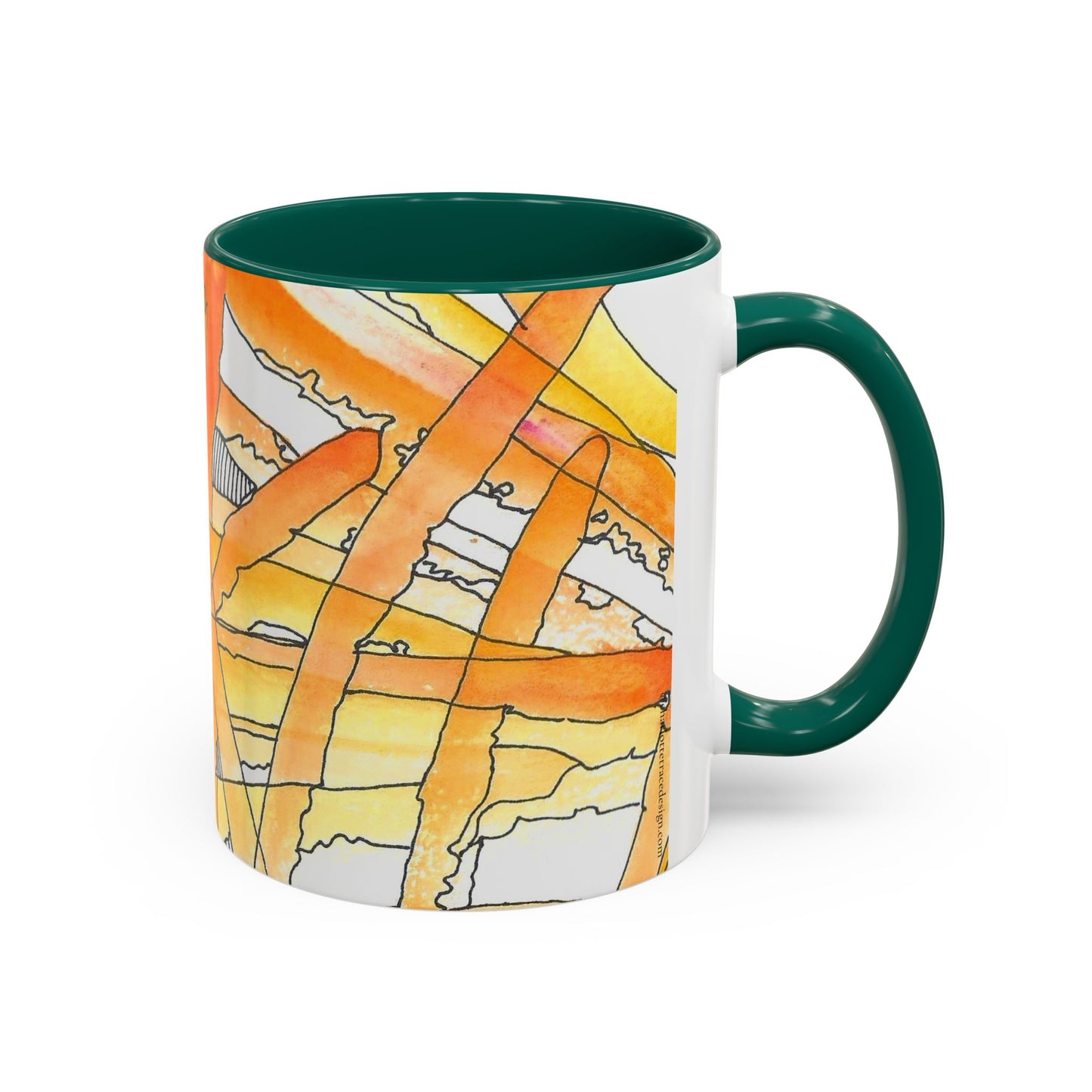 Abstract Orange Watercolor Mug — Vibrant Hand-Painted 11oz Ceramic Coffee Mug