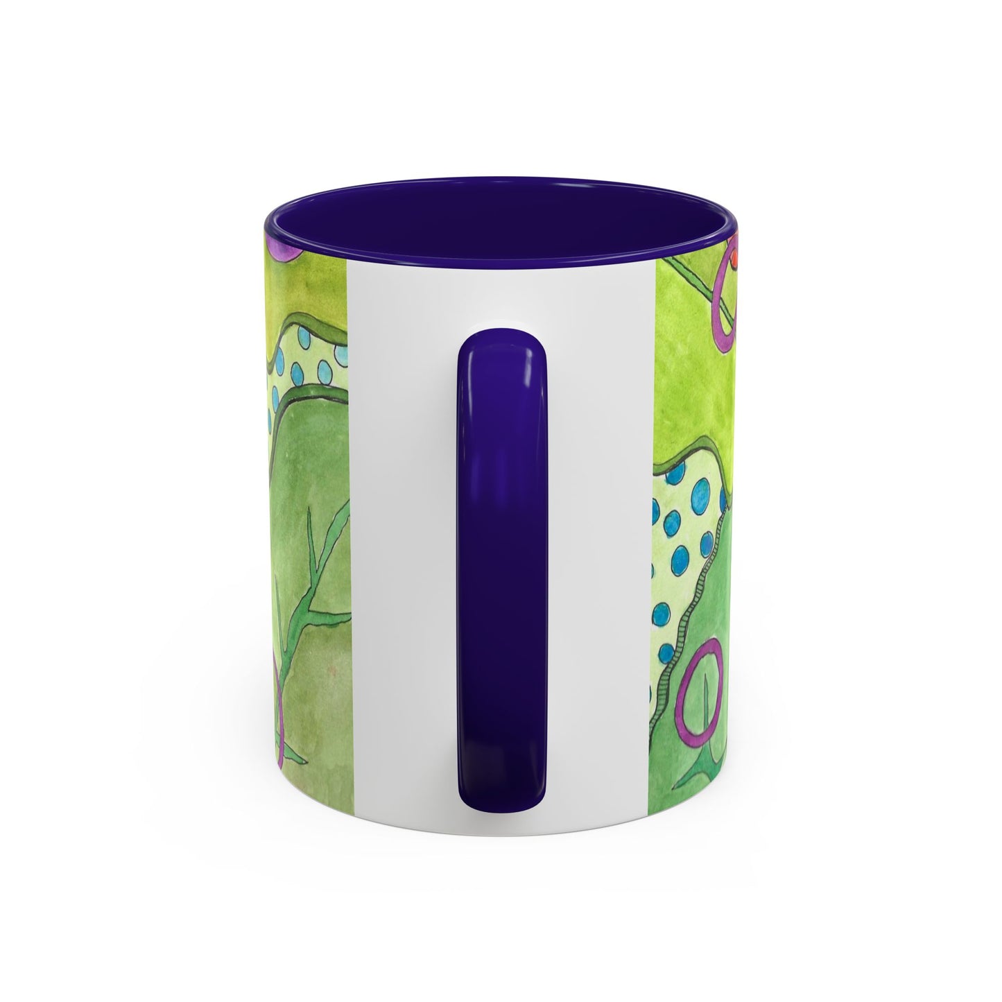 Floral Pop Art Mug — Bright Red Poppies on Green Background 11oz