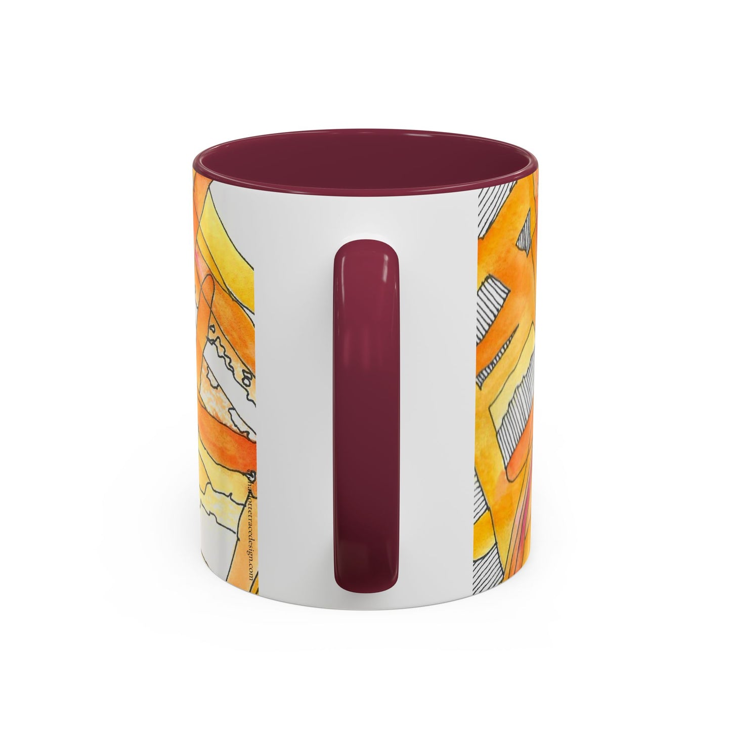 Abstract Orange Watercolor Mug — Vibrant Hand-Painted 11oz Ceramic Coffee Mug