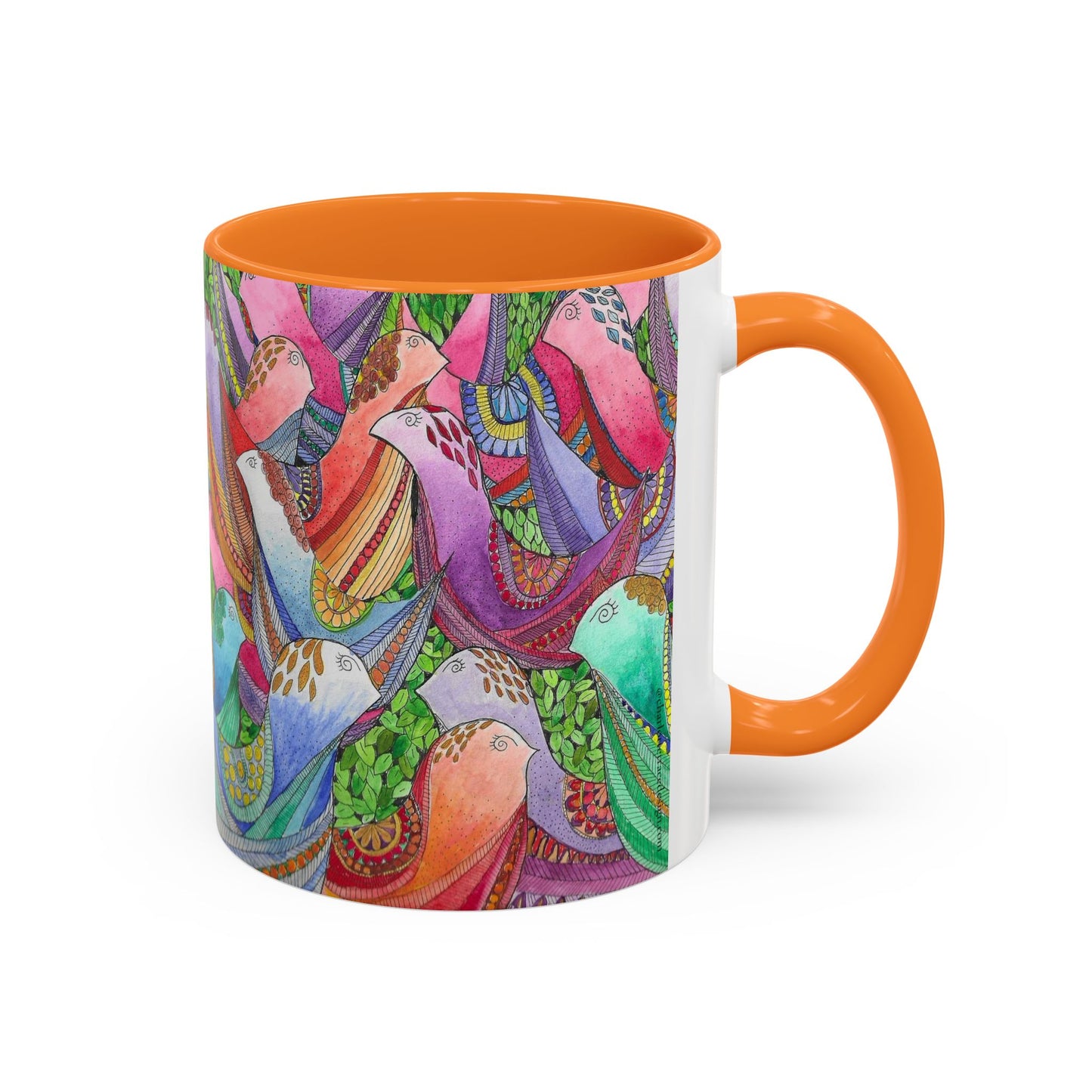 Colorful Pigeon Bird Mug — Vibrant Watercolor Bird Coffee Cup (11oz)