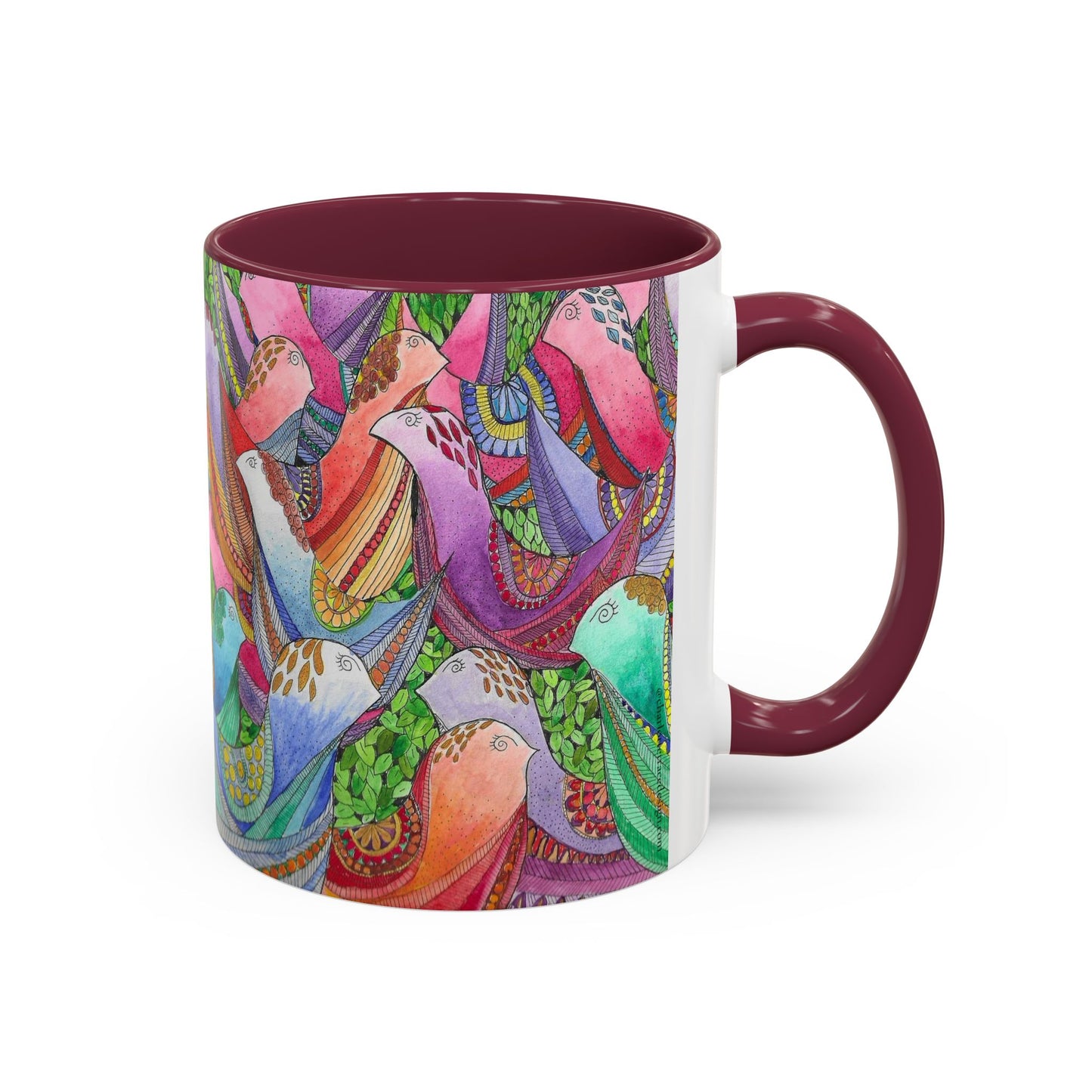 Colorful Pigeon Bird Mug — Vibrant Watercolor Bird Coffee Cup (11oz)