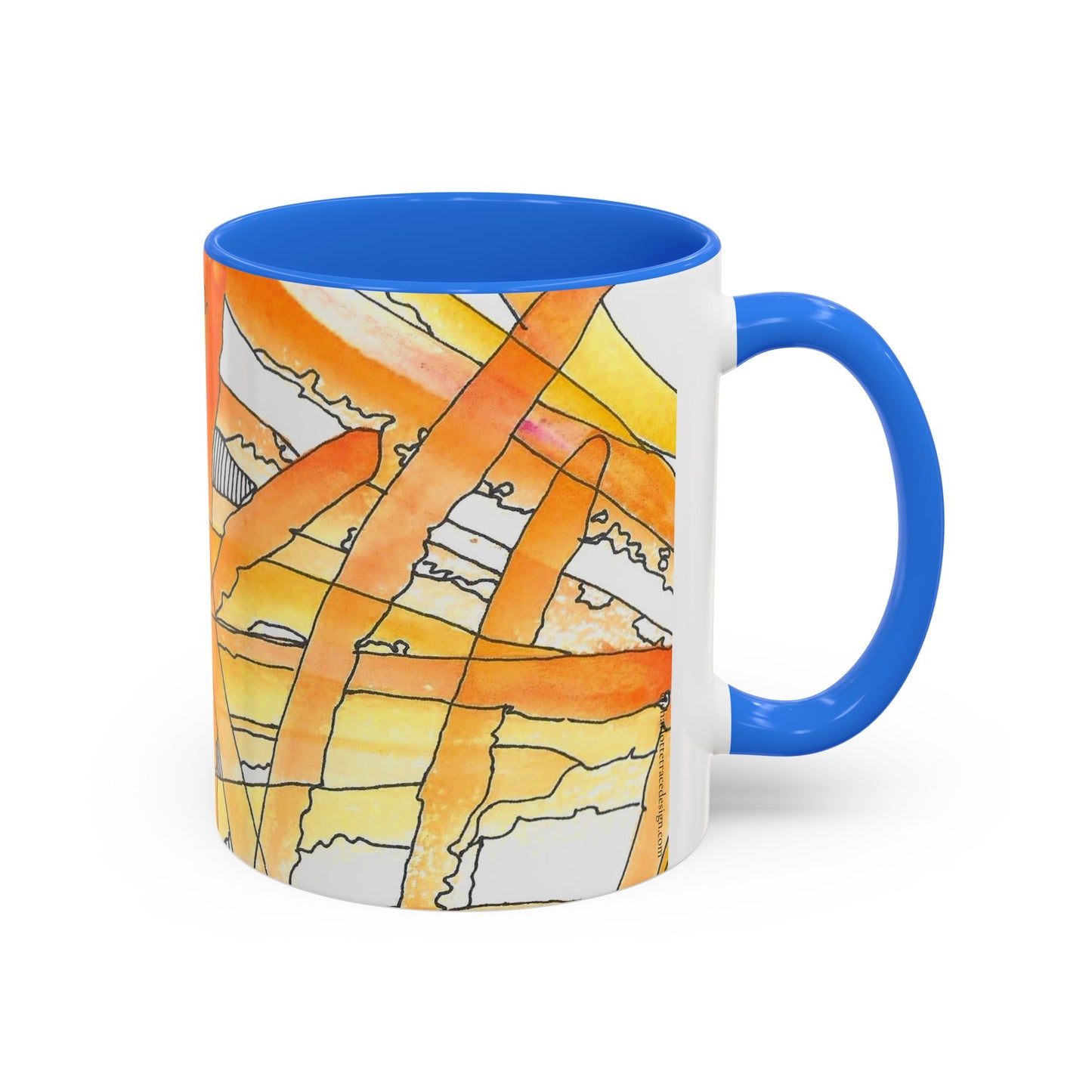 Abstract Orange Watercolor Mug — Vibrant Hand-Painted 11oz Ceramic Coffee Mug