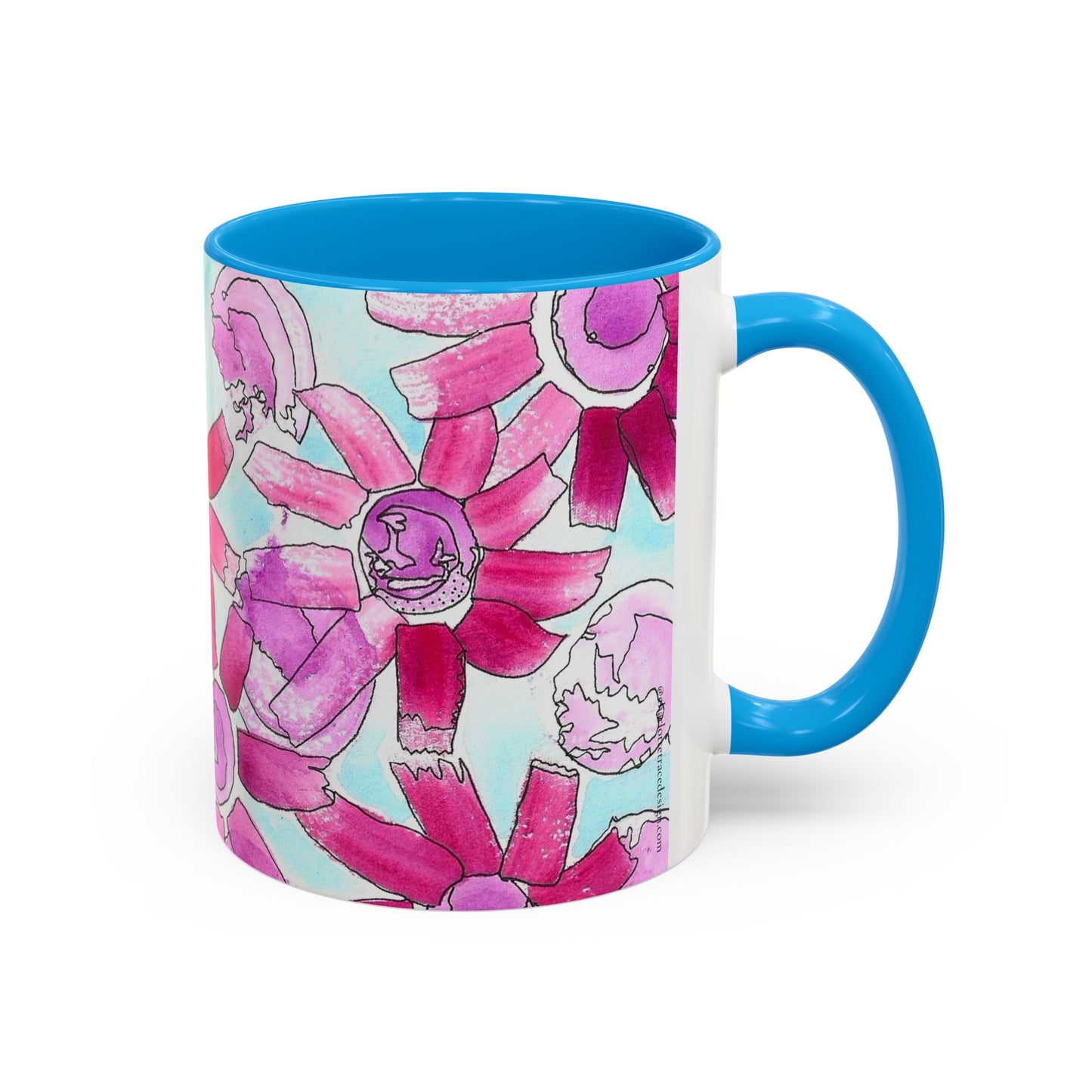 Pink Floral Watercolor Coffee Mug 11oz