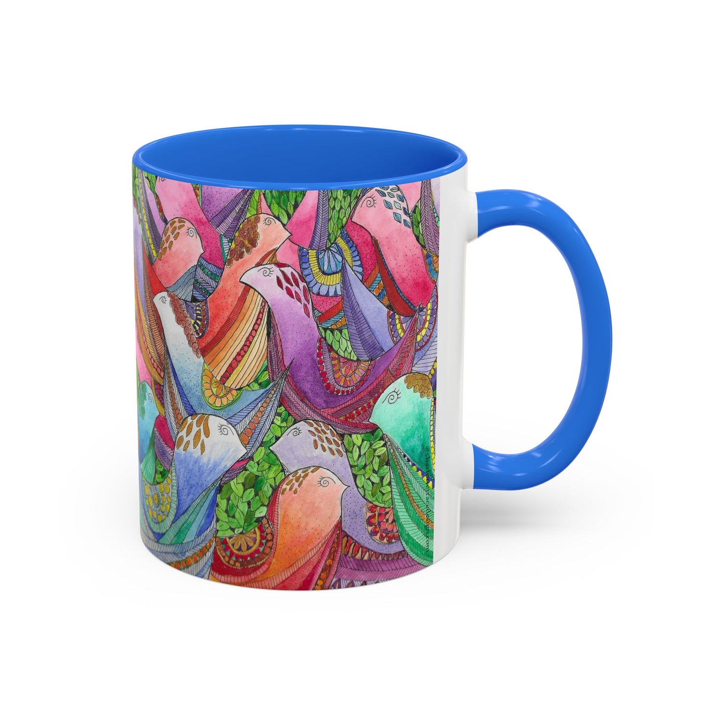 Colorful Pigeon Bird Mug — Vibrant Watercolor Bird Coffee Cup (11oz)