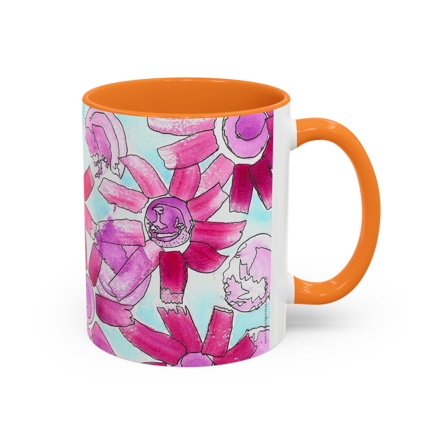 Pink Floral Watercolor Coffee Mug 11oz