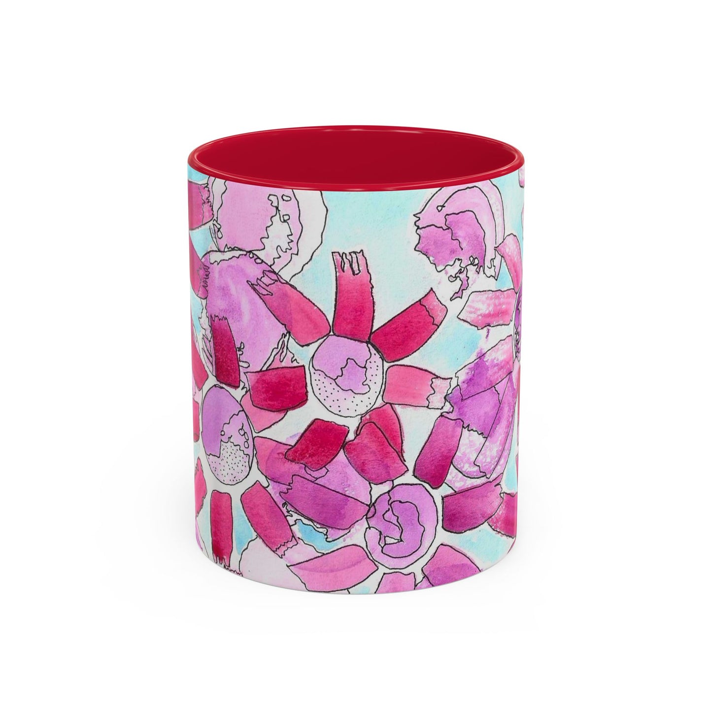 Pink Floral Watercolor Coffee Mug 11oz