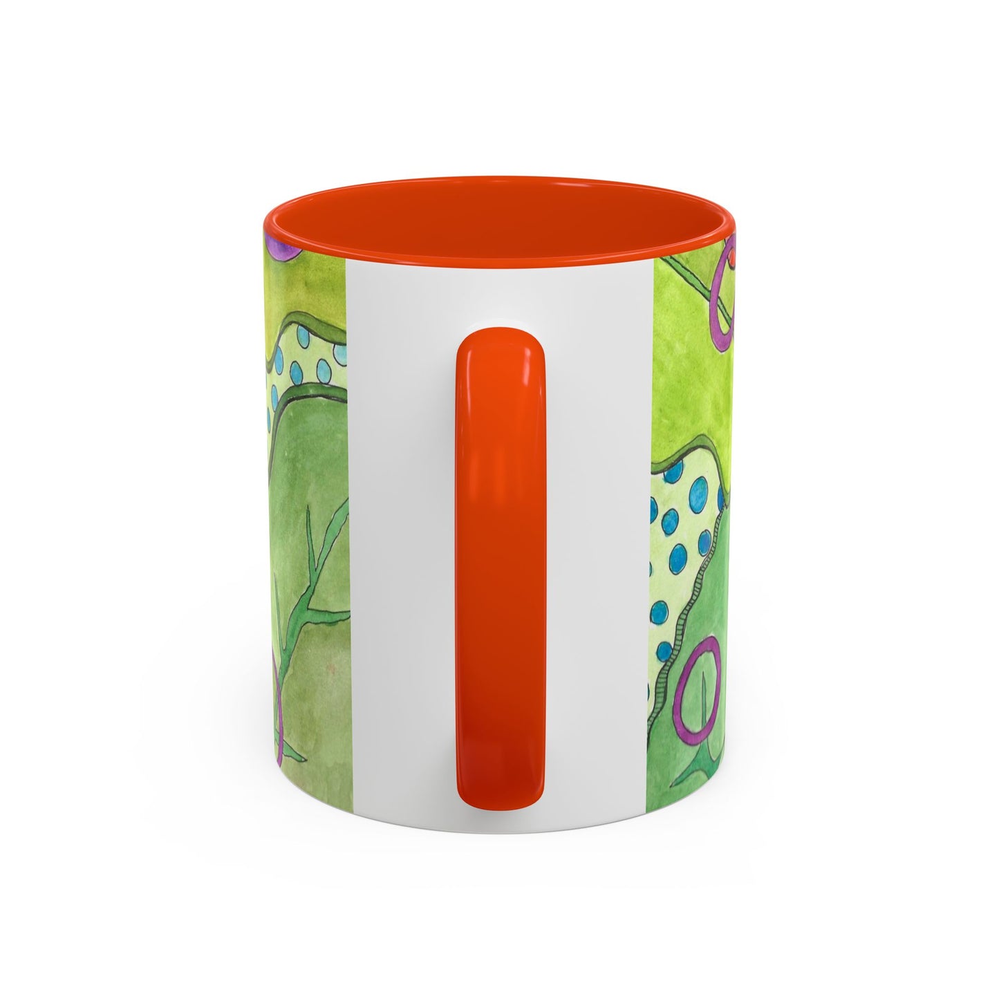 Floral Pop Art Mug — Bright Red Poppies on Green Background 11oz