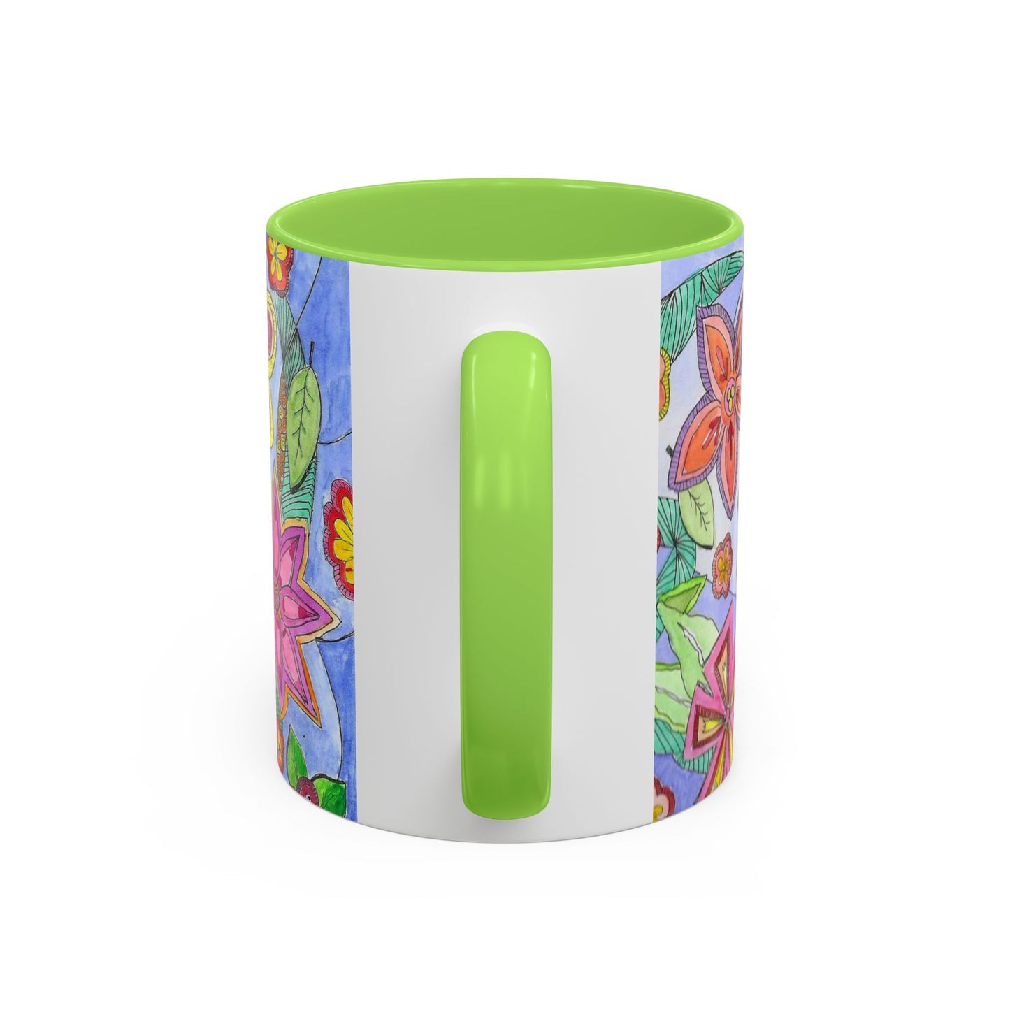 Floral Color burst Ceramic Mug  — Bright Hand-Drawn Flower Pattern