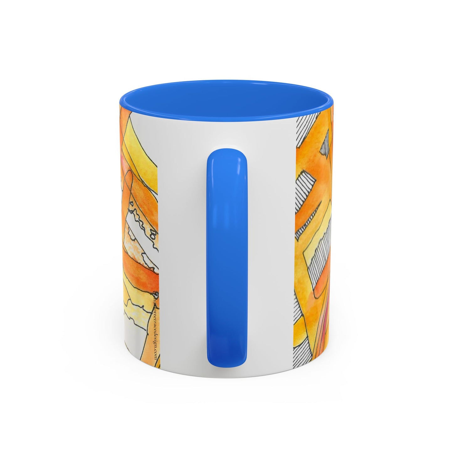 Abstract Orange Watercolor Mug — Vibrant Hand-Painted 11oz Ceramic Coffee Mug