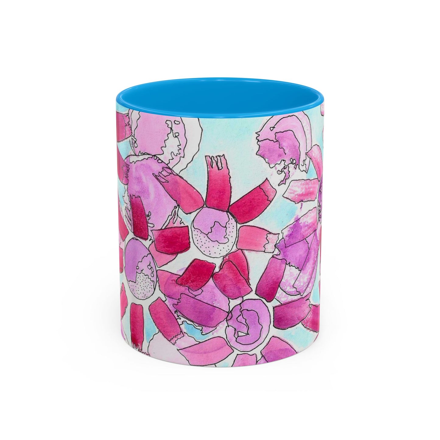 Pink Floral Watercolor Coffee Mug 11oz