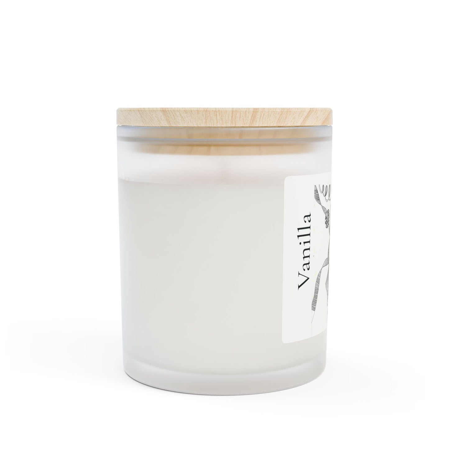 Vanilla Frosted Glass Candle – 11oz Scented Soy Candle with Wooden Lid