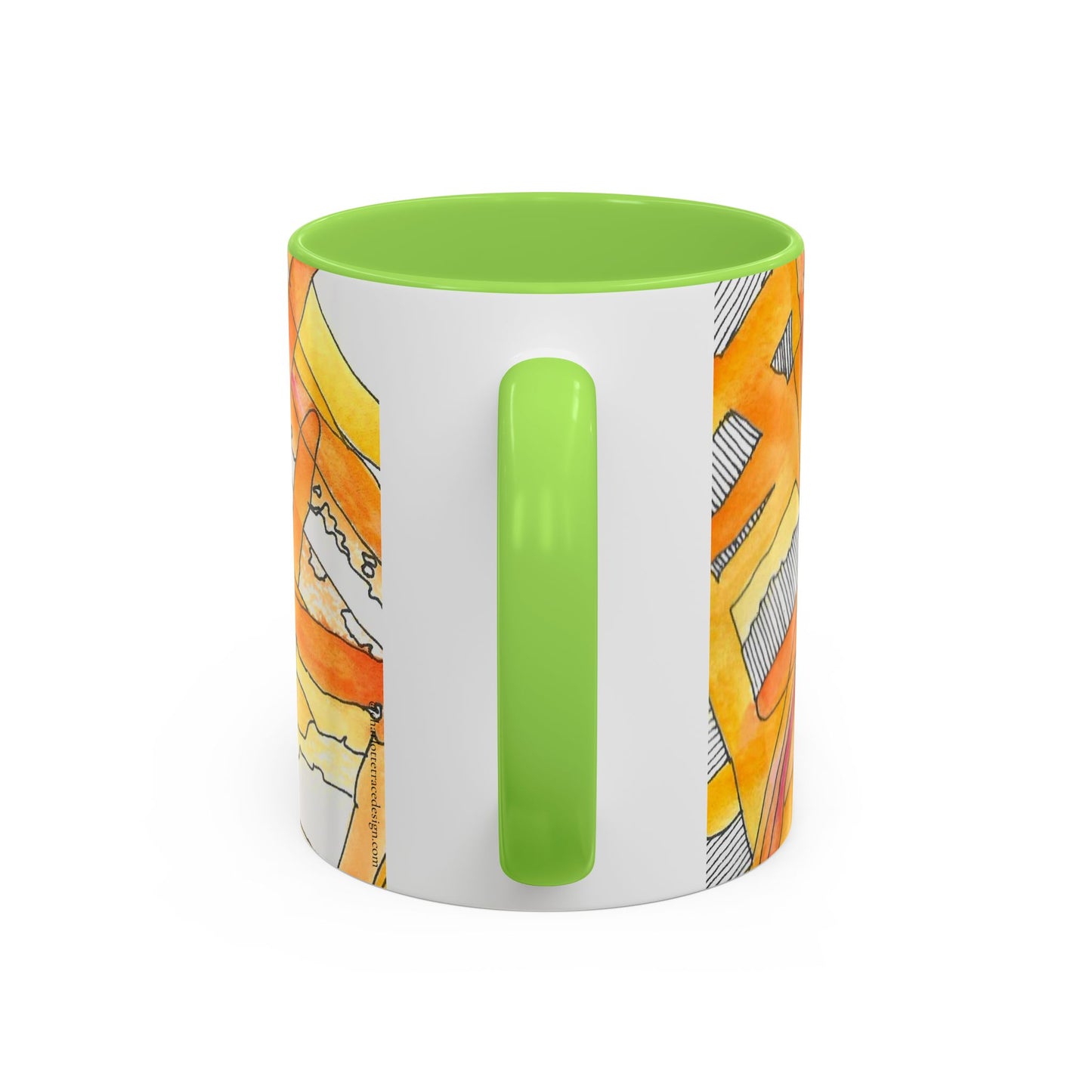 Abstract Orange Watercolor Mug — Vibrant Hand-Painted 11oz Ceramic Coffee Mug